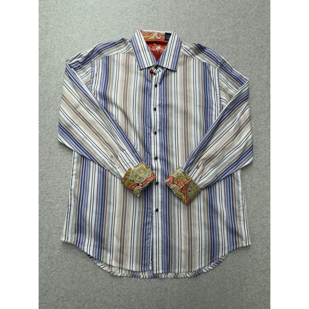 Robert Graham Shirt Mens Large Multicolor‎ Stripe Long Sleeve Button Paisley